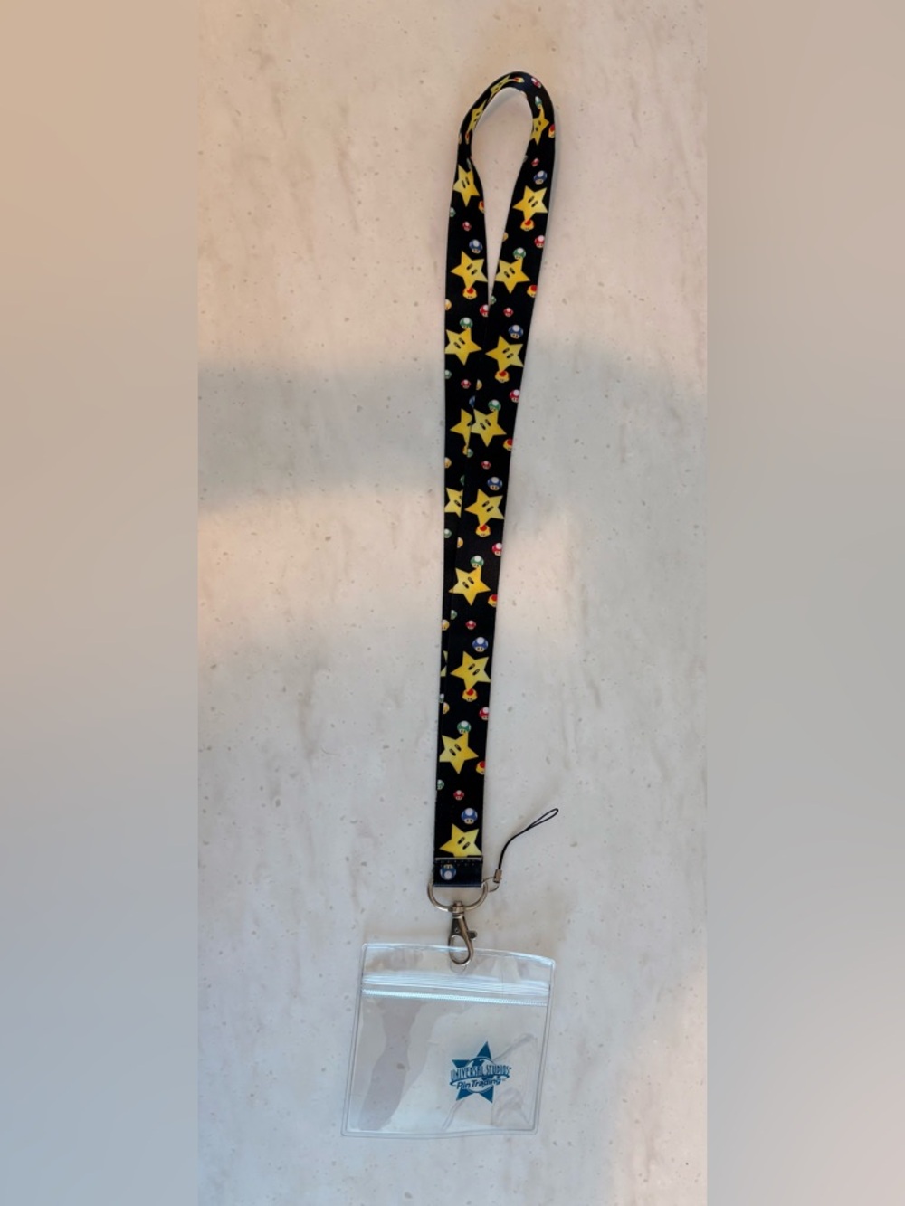 Kids Black Star Lanyard with Yellow Star Pattern